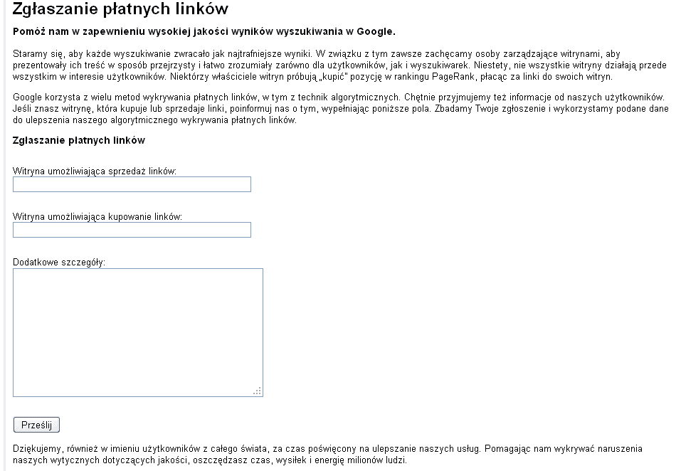 zglaszanie-platnych-linkow-do-google Formularz zgłaszania płatnych linków do Google